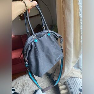 GABS Italy Gray blu Leather Tote Bag crossbody